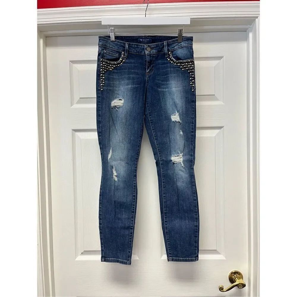 GUESS Kate Studded Distressed Skinny Jeans sz 29 EUC